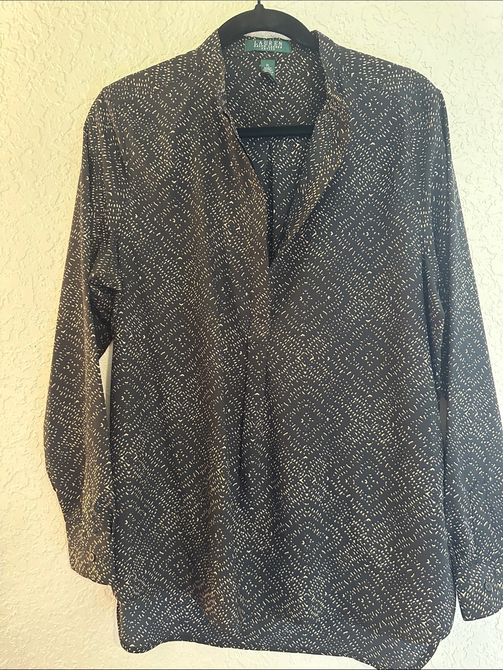 Lauren Ralph Lauren Black and White Printed Long Sleeve Top